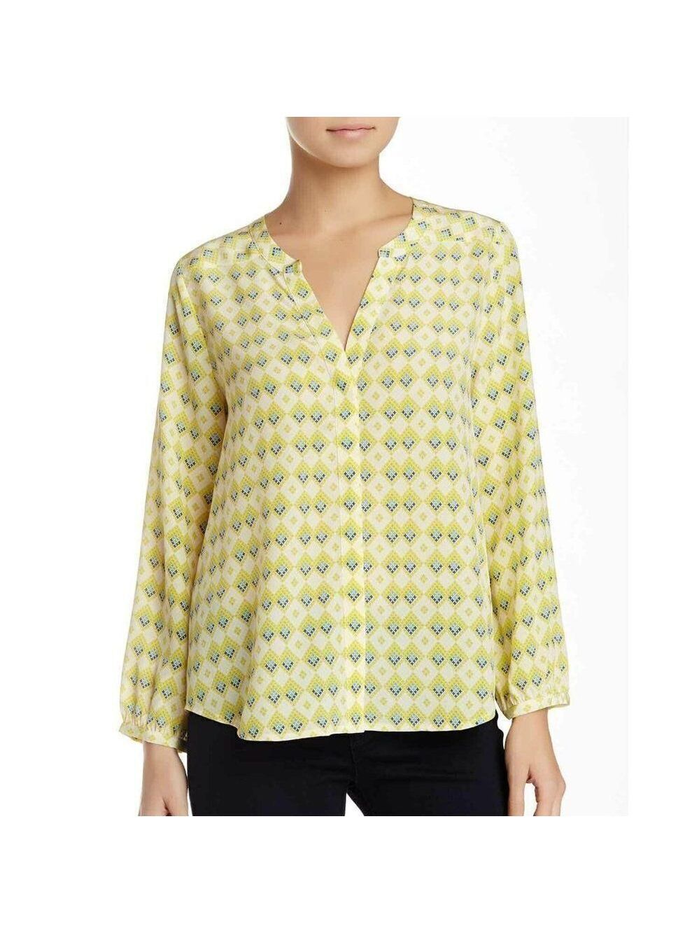 Joie Acid Lime Print Jaylynn Long Sleeve Blouse S - Picture 1 of 2